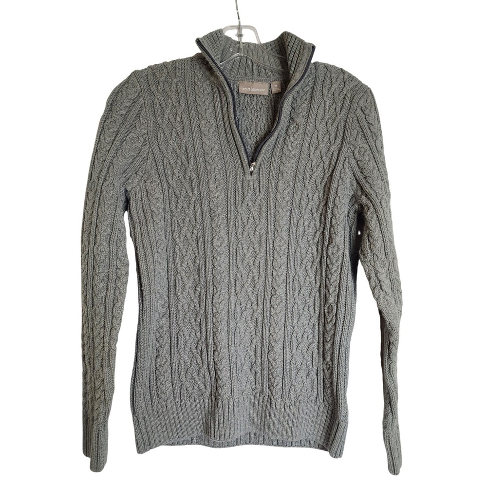 Croft & Barrow Women Cable Knit Quarter Zip Sweater Light Gray‎ Size Medium